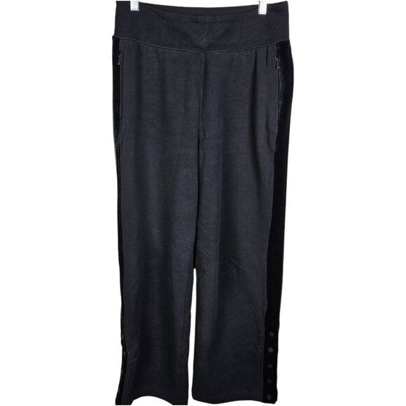 Athleta Retroplush Velvet Detail Black Straight Wide Leg Pants‎ Size Small - Picture 8 of 8